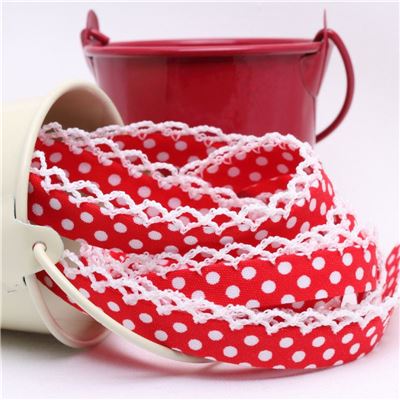 Crochet Edge - Red/White Spot